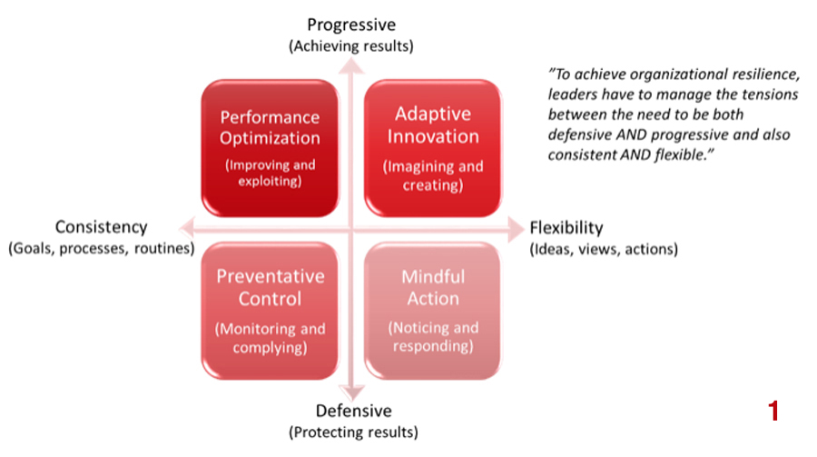 Achieve Organizational Resilience Chart: Consistency, Progressive, Flexibility, Defensive