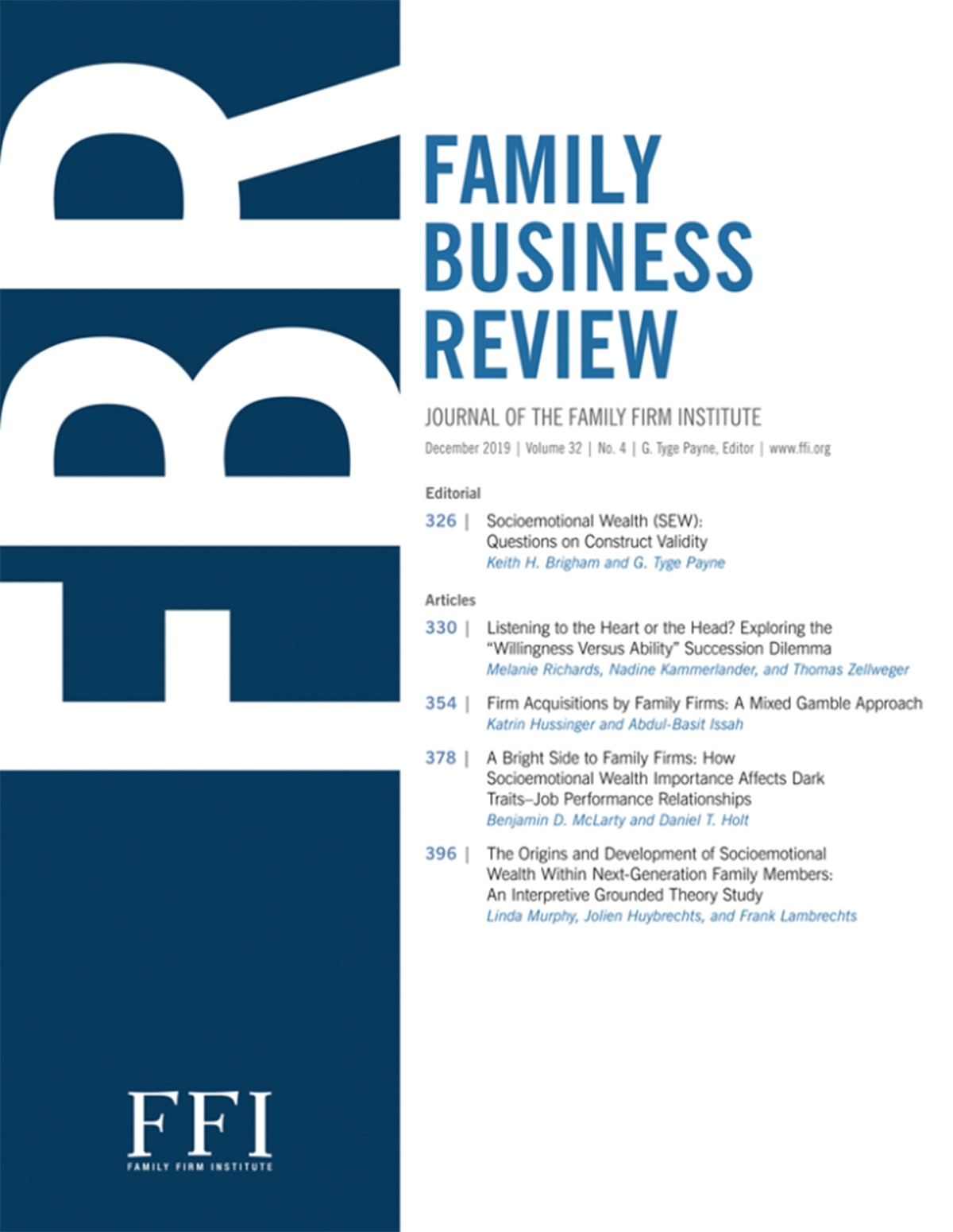 Family Business Review December 2019 cover