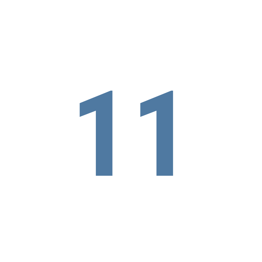 number 11 in a white circle