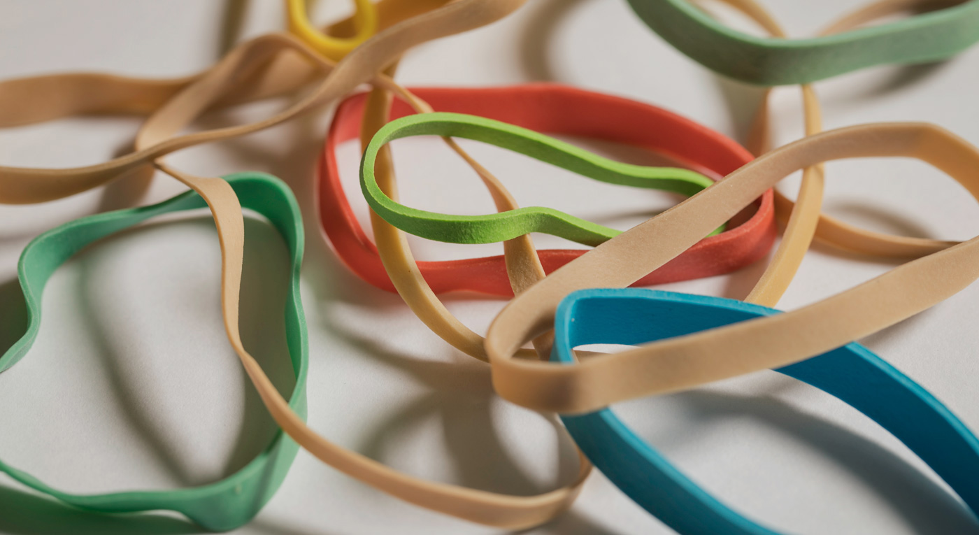 pile of multi colored rubber bands