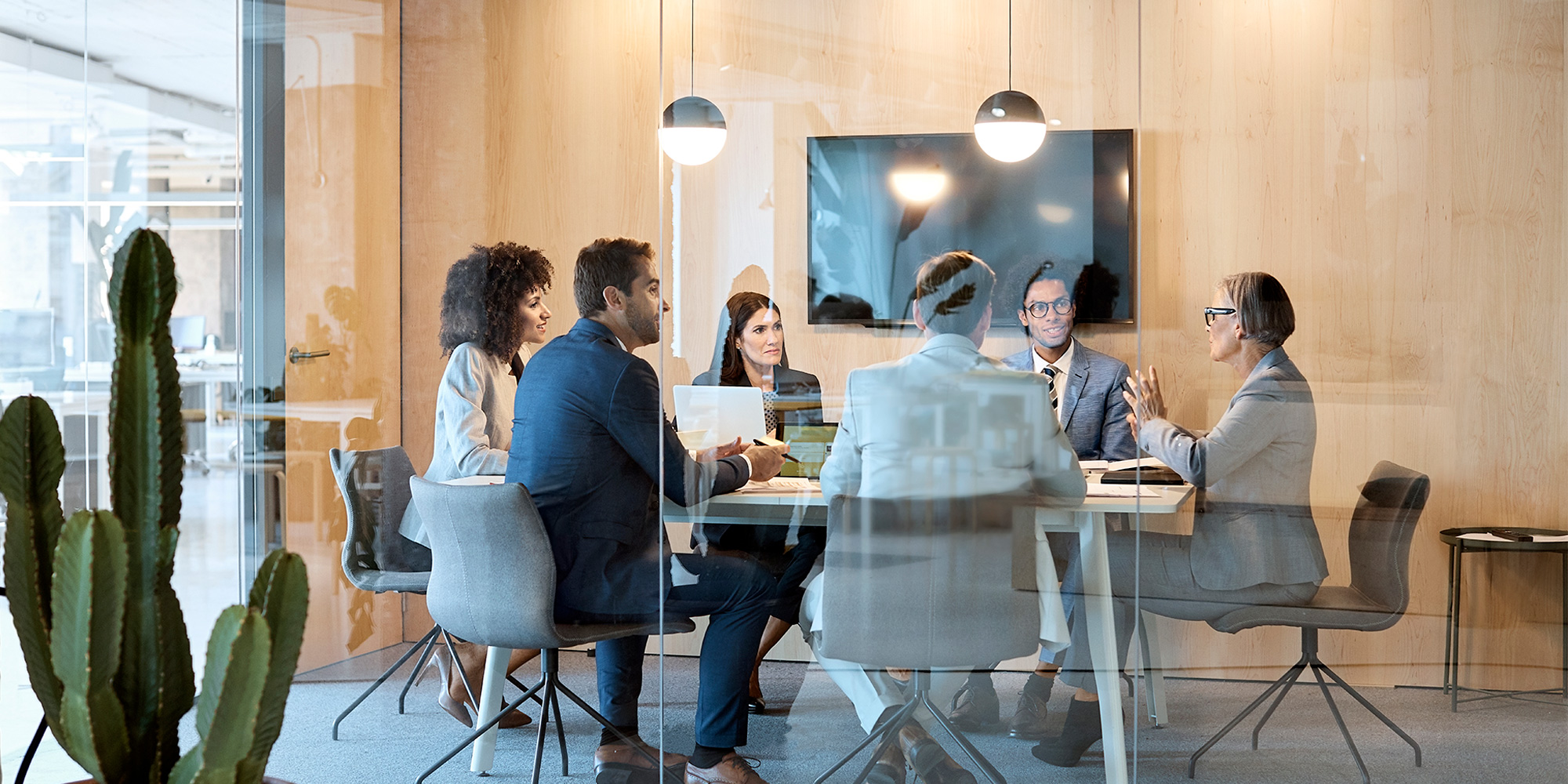 professional round table meeting in a classy modern meeting room