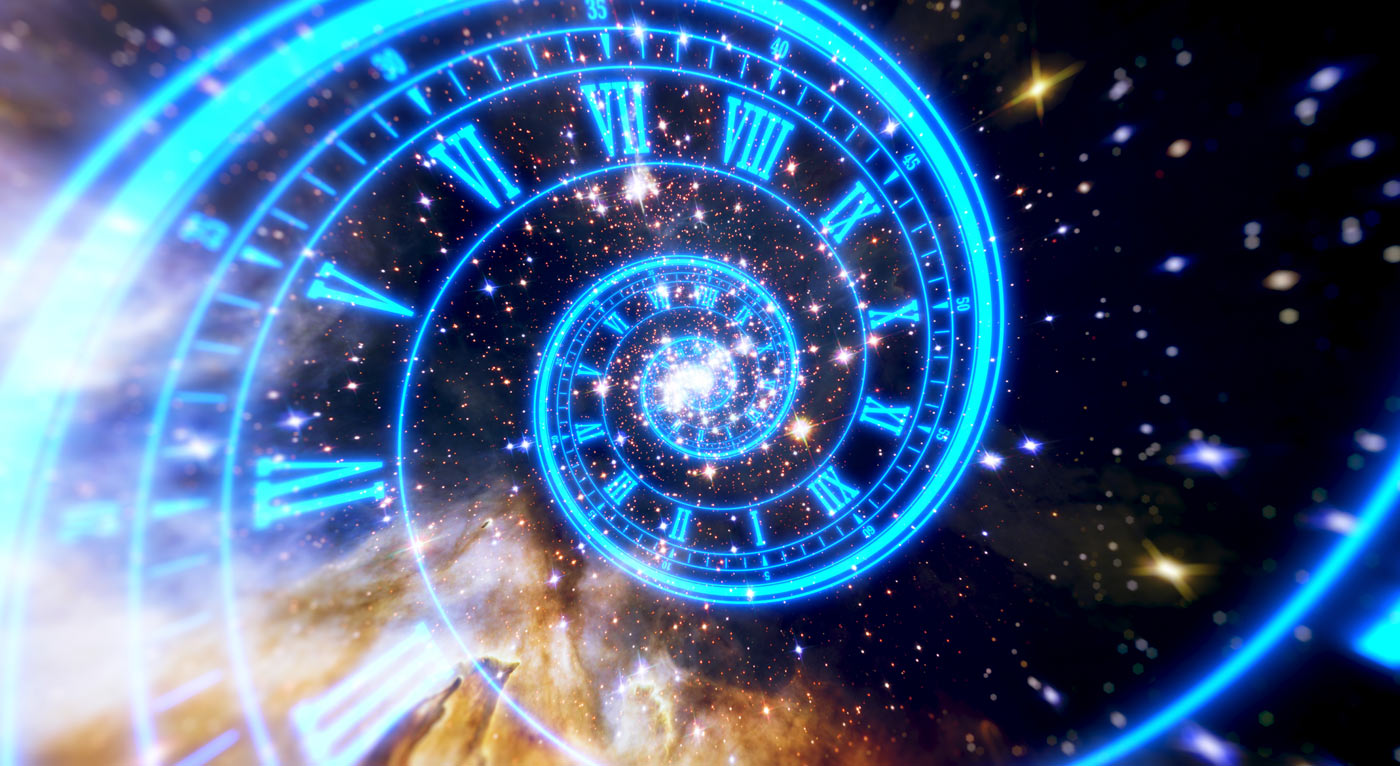 surreal spiral clock in space
