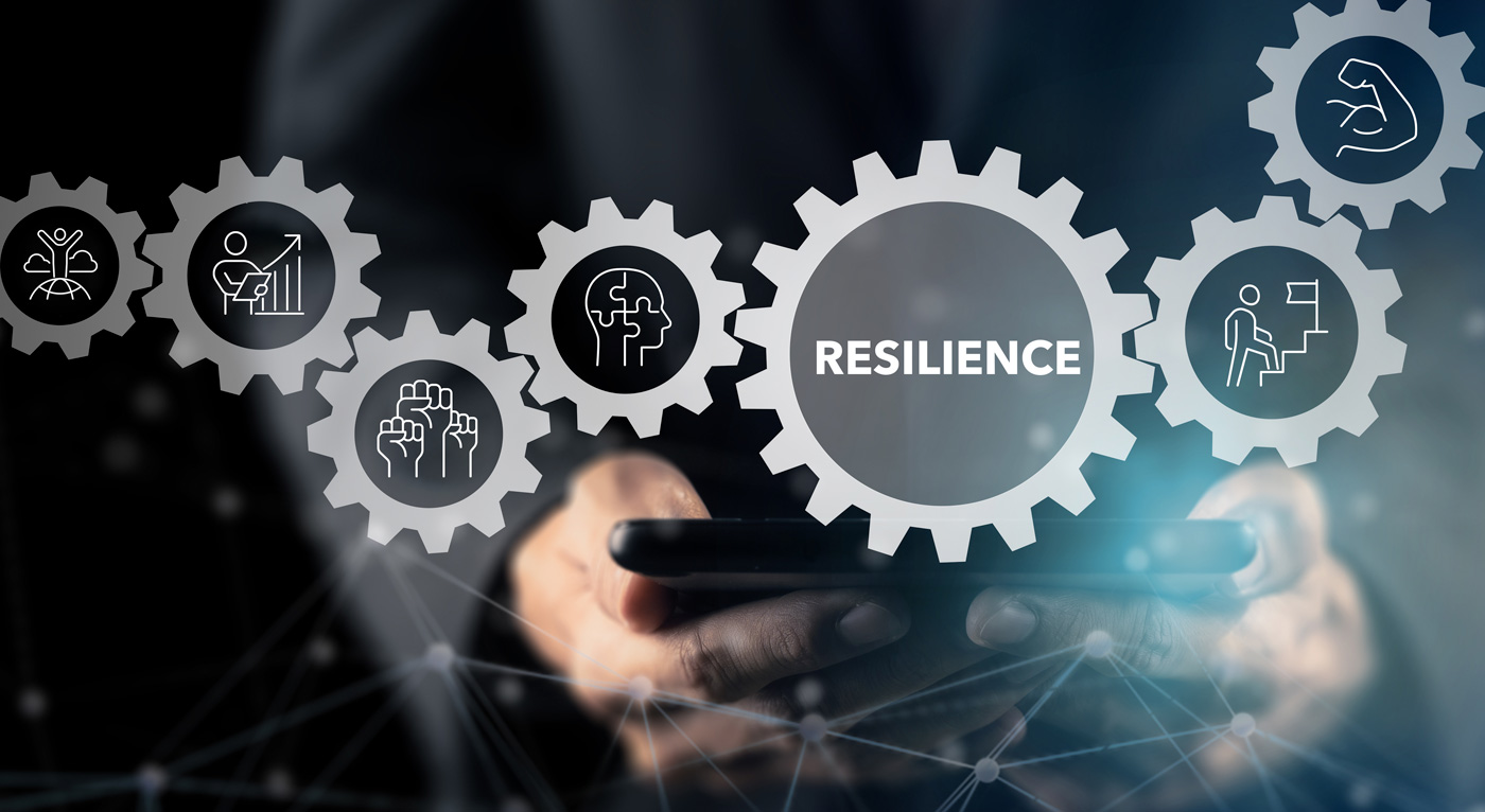 Resilience business for sustainable and inclusive growth concept. The ability to deal with adversity, continuously adapt and accelerate disruptions, crises. Build resilience in organization concept.