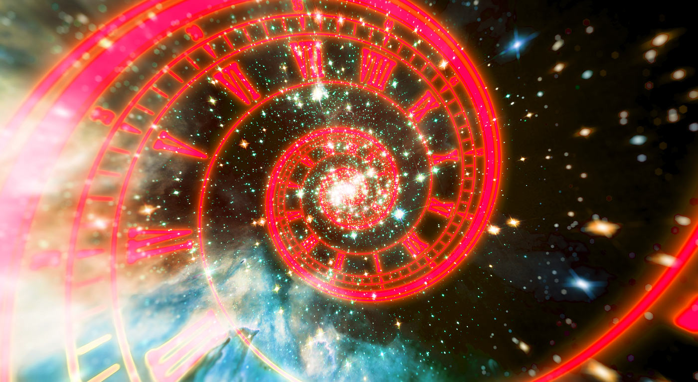 surreal spiral clock in space