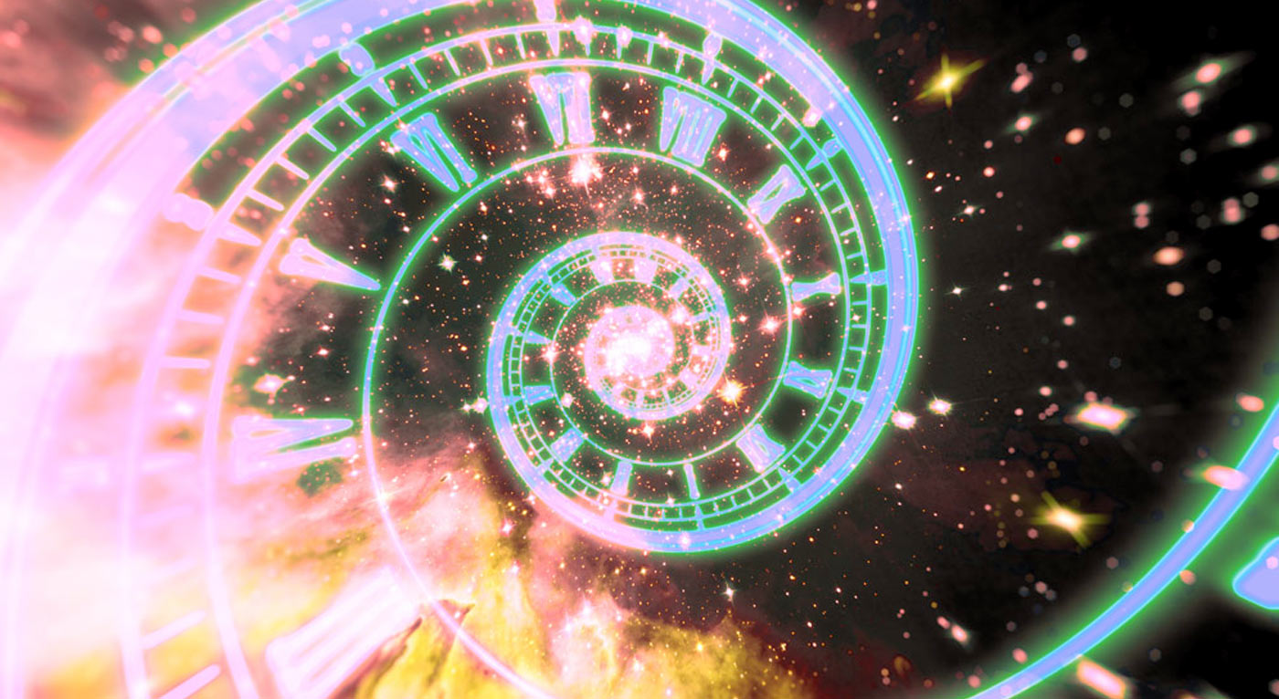 surreal spiral clock in space