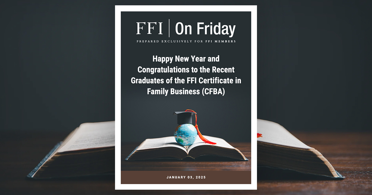 Happy New Year and Congratulations to the Recent Graduates of the FFI ...