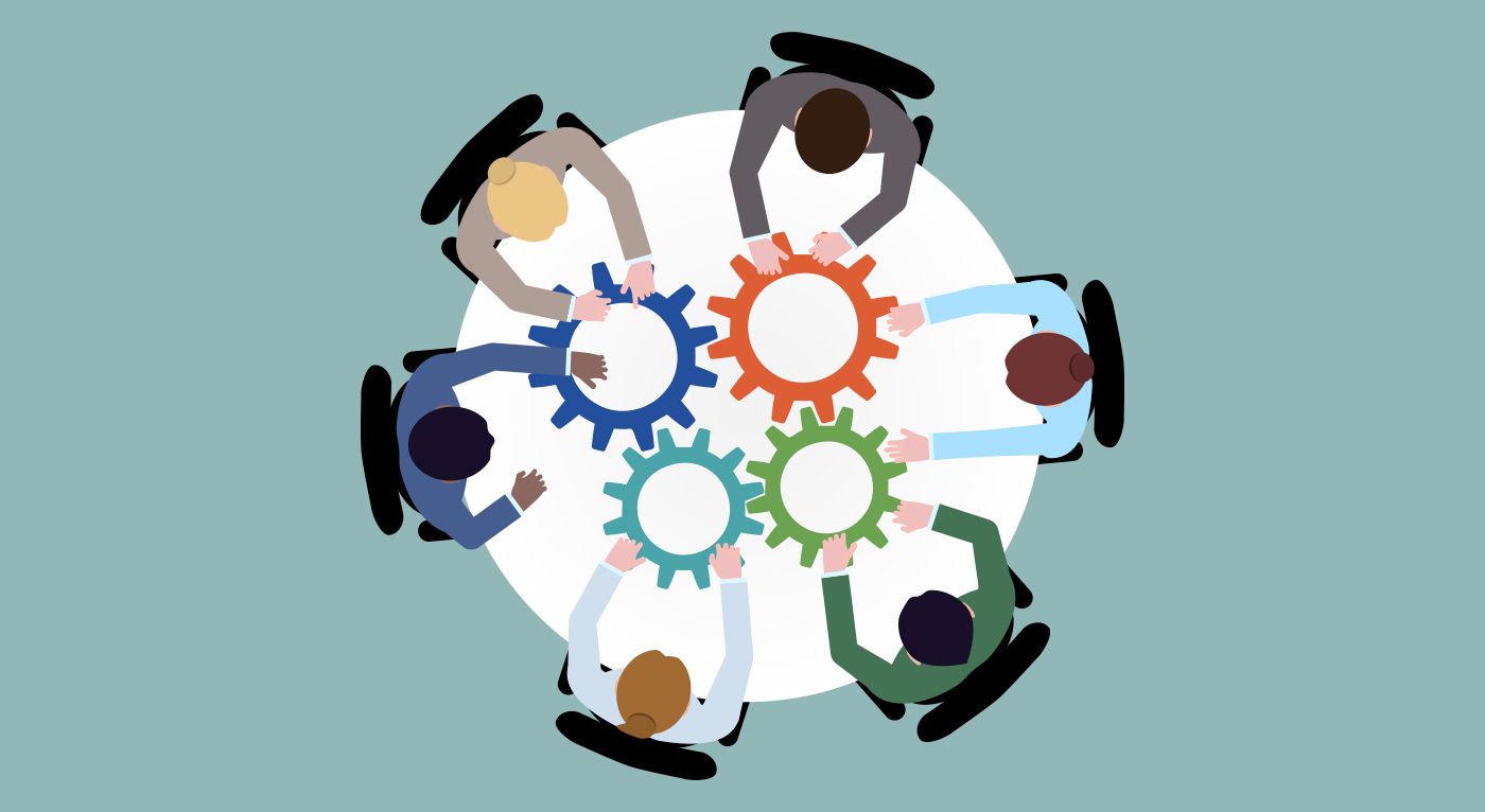 The 360 Legacy Wheel Balances What Needs to be Preserved and What Needs to be Shared: A Model for Philanthropic Advising Business team meeting cooperation concept top view group people on table with cogwheels vector illustration
