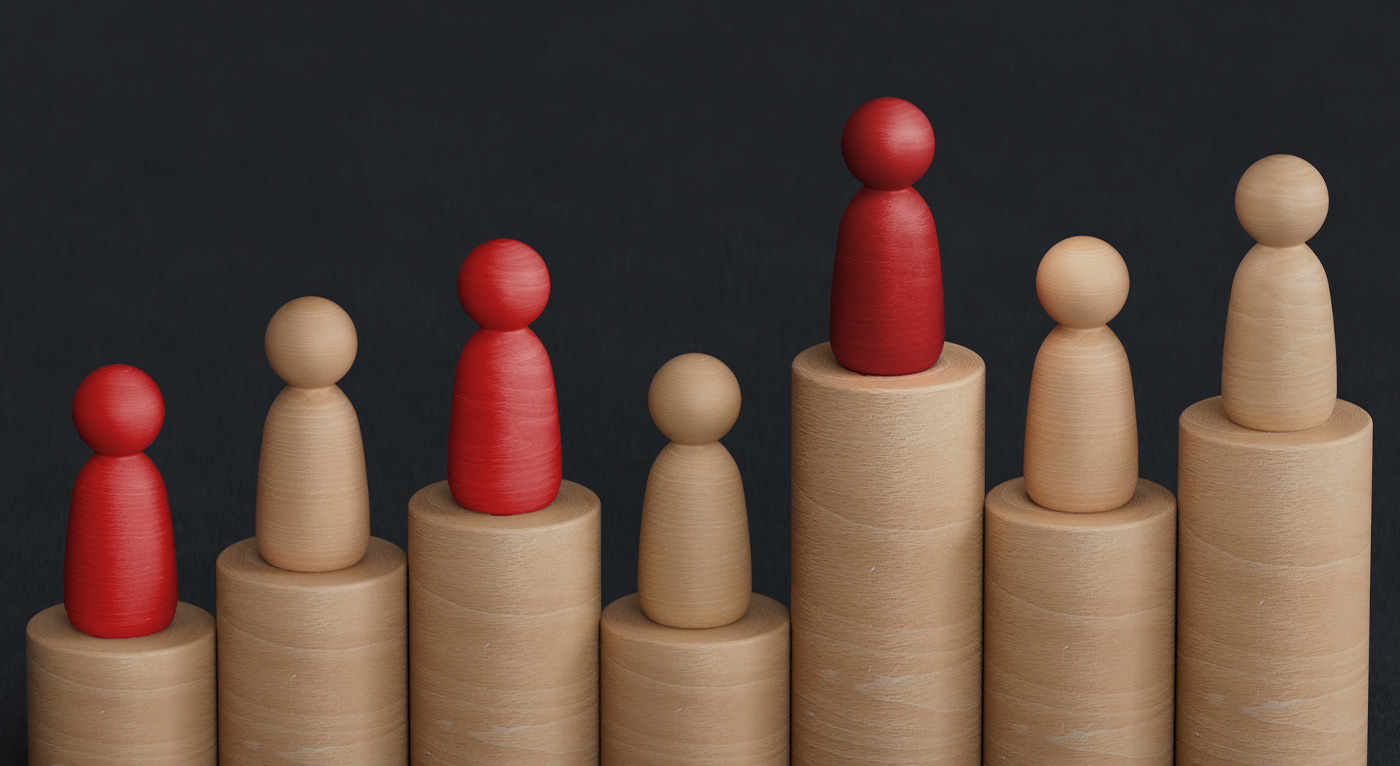 Research Applied: An FBR Précis on “Do Family Owners Hold Nonfamily CEOs More Accountable Than Family CEOs for Firm Performance? A Dynamic Perspective” Leadership and growth concept, red pawns of chess, standing out from the crowd of pawns, empty copy space. 3D rendering on black background.