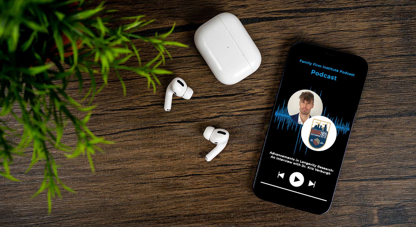 Advancements in Longevity Research: An Interview with Dr. Kris Verburgh Music and radio podcast smartphone app design placed on a mobile phone screen.