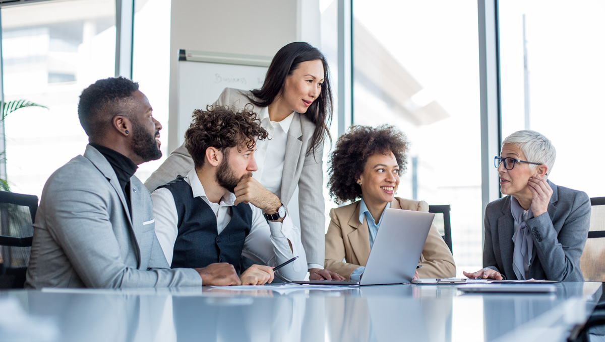 Team having meeting in conference room